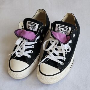 Converse Black and Purple Sneakers Classic Low-Top Design